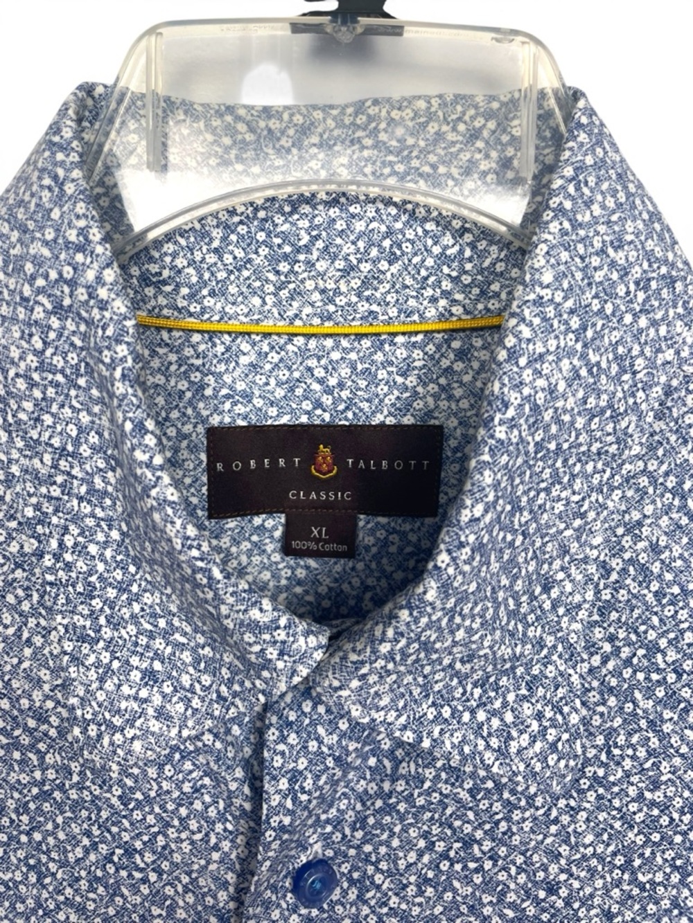 Robert Talbott Classic Men's Blue Floral Button-Down Shirt XL